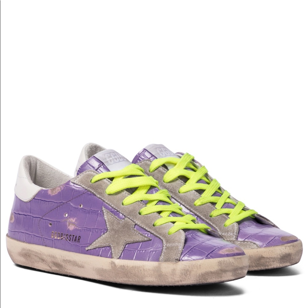 Golden Goose Superstar Purple Croc/Optic White sz 37 NIB
